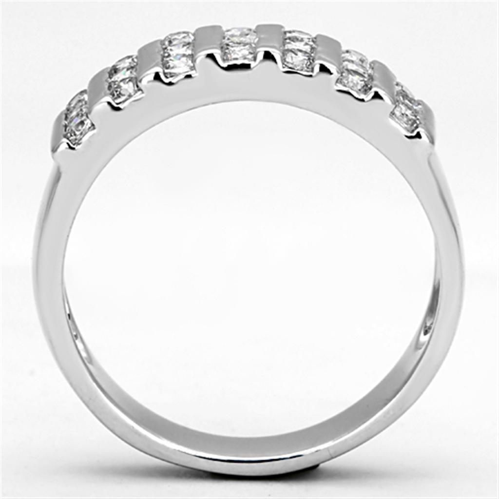 Rhodium Brass Ring with AAA Grade CZ  in Clear