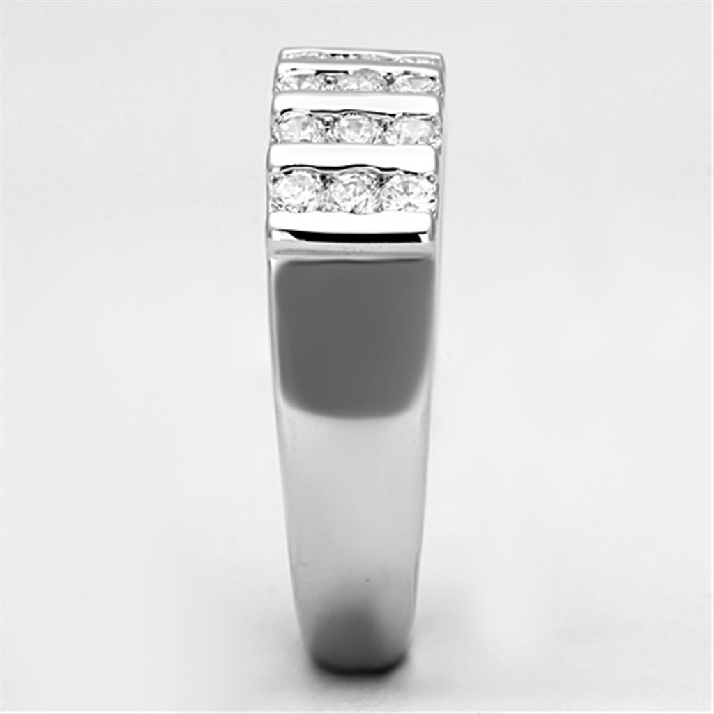 Rhodium Brass Ring with AAA Grade CZ  in Clear