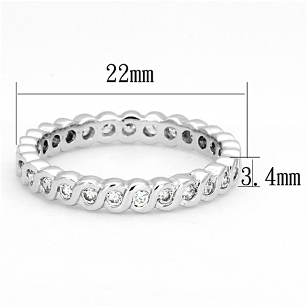 Rhodium Brass Ring with AAA Grade CZ  in Clear