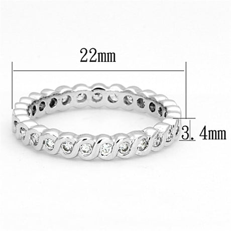 Rhodium Brass Ring with AAA Grade CZ  in Clear