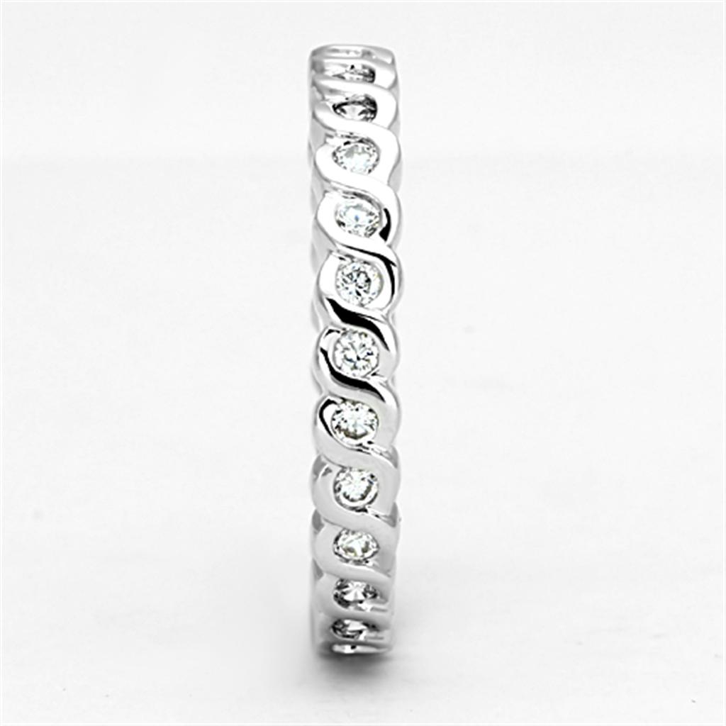 Rhodium Brass Ring with AAA Grade CZ  in Clear