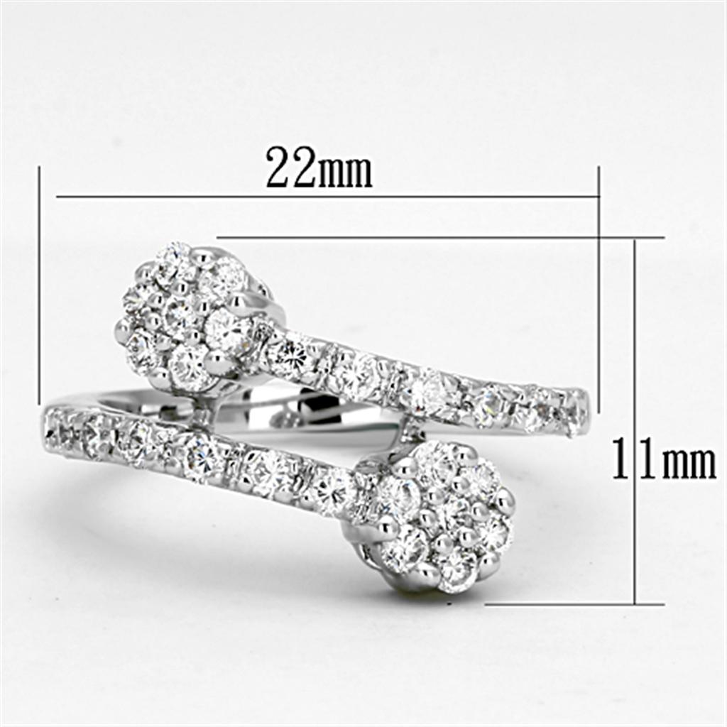 Rhodium Brass Ring with AAA Grade CZ  in Clear