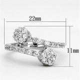 Rhodium Brass Ring with AAA Grade CZ  in Clear