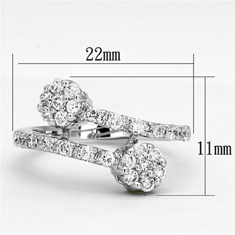 Rhodium Brass Ring with AAA Grade CZ  in Clear