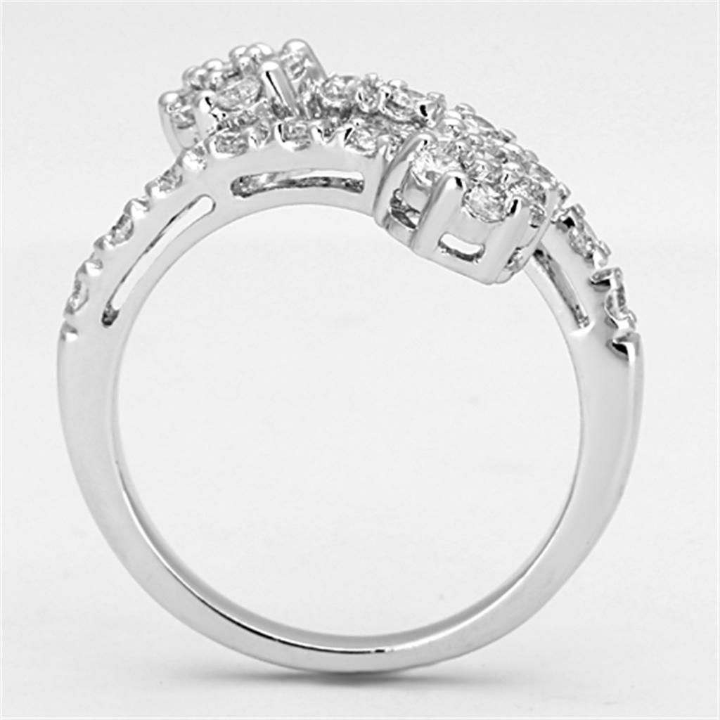 Rhodium Brass Ring with AAA Grade CZ  in Clear