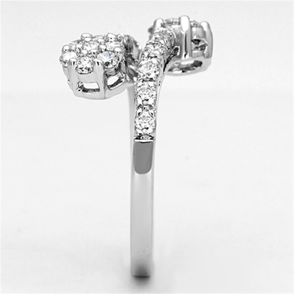 Rhodium Brass Ring with AAA Grade CZ  in Clear