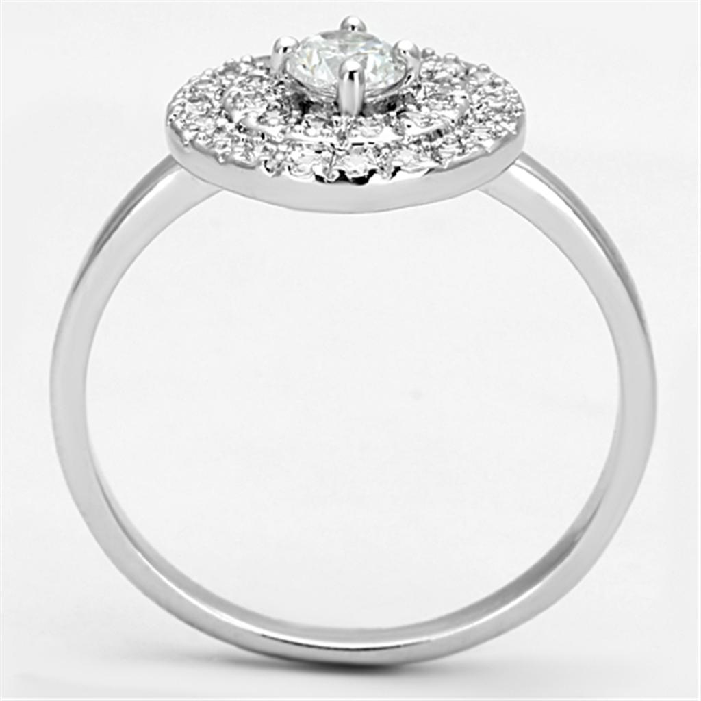 Rhodium Brass Ring with AAA Grade CZ  in Clear
