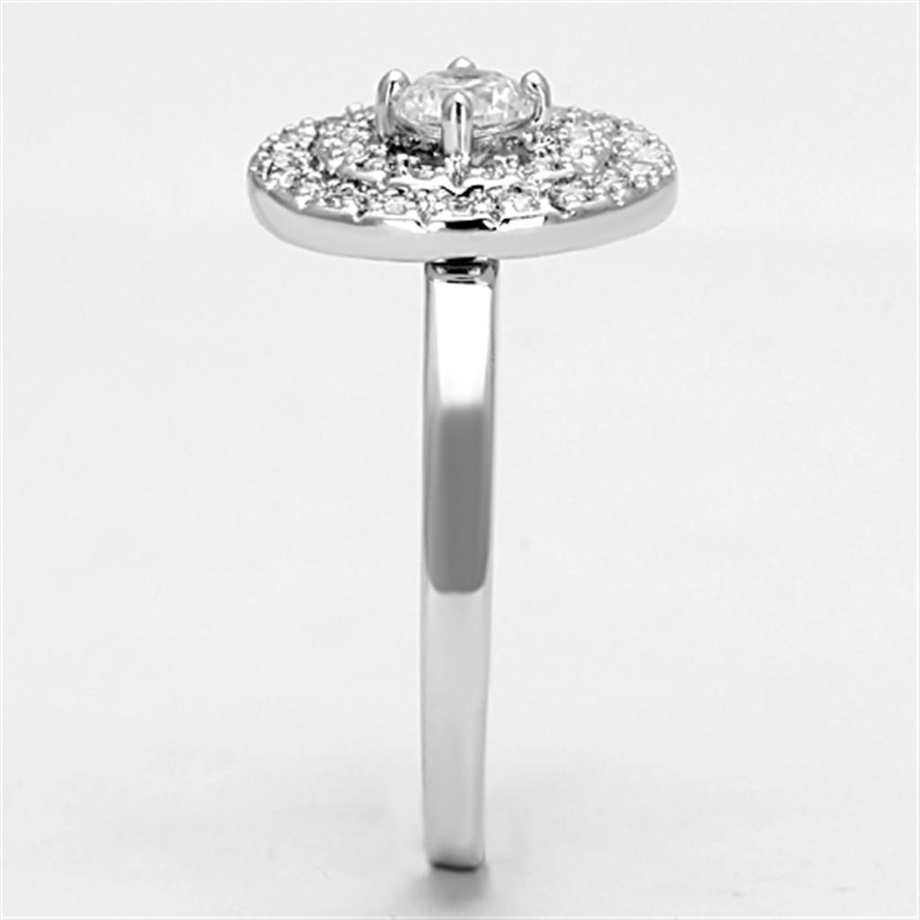 Rhodium Brass Ring with AAA Grade CZ  in Clear