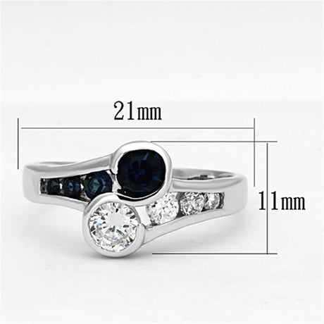 Rhodium Brass Ring with Synthetic Synthetic Glass in Sapphire