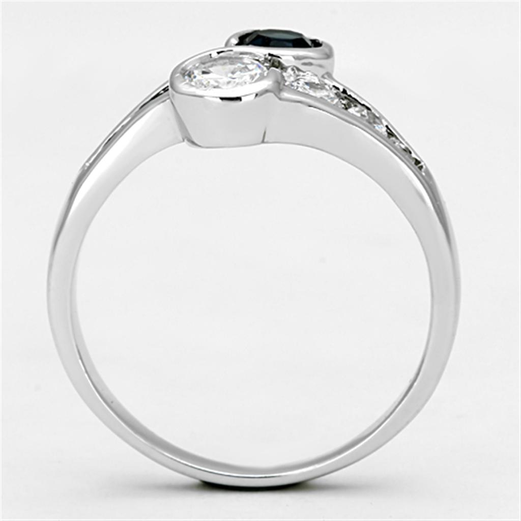Rhodium Brass Ring with Synthetic Synthetic Glass in Sapphire