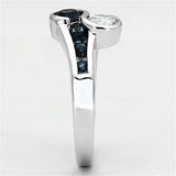 Rhodium Brass Ring with Synthetic Synthetic Glass in Sapphire