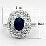 Rhodium Brass Ring with Synthetic Synthetic Glass in Sapphire