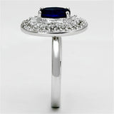 Rhodium Brass Ring with Synthetic Synthetic Glass in Sapphire