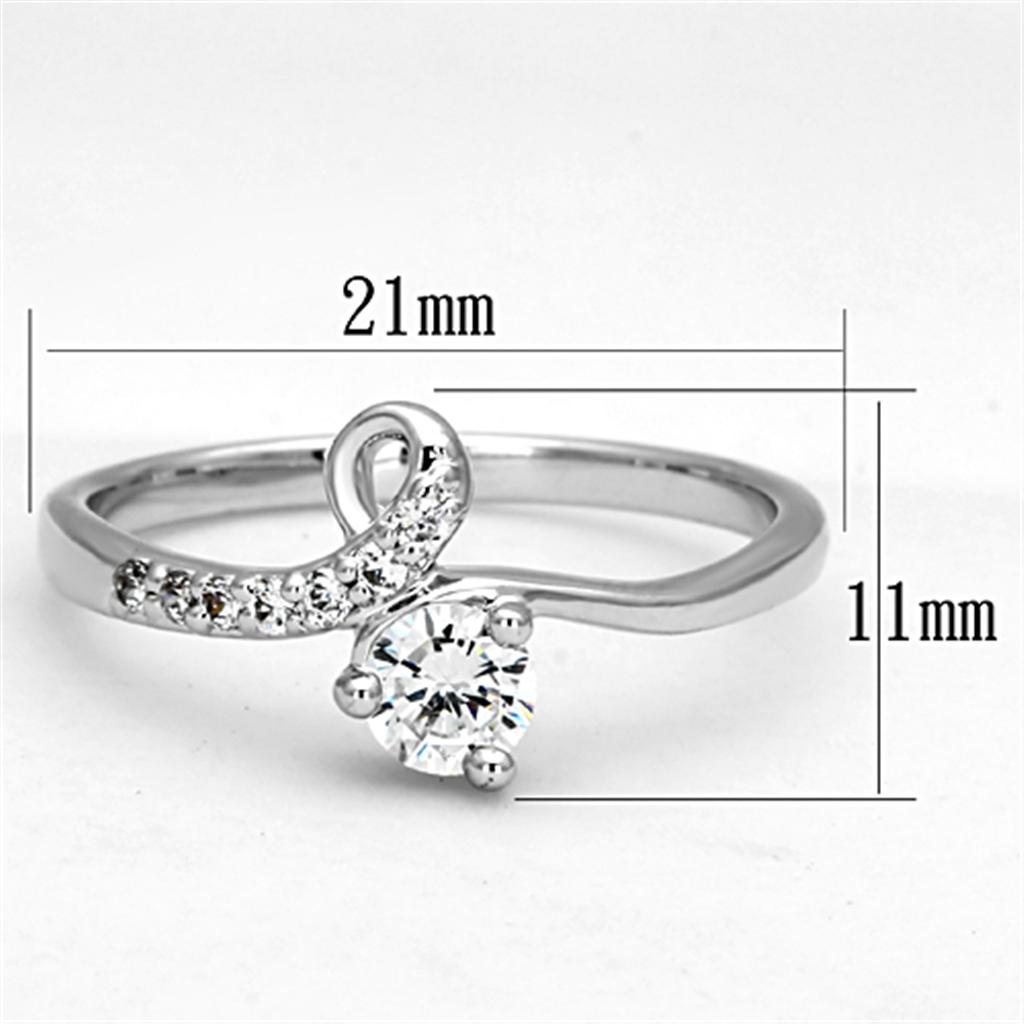 Rhodium Brass Ring with AAA Grade CZ  in Clear