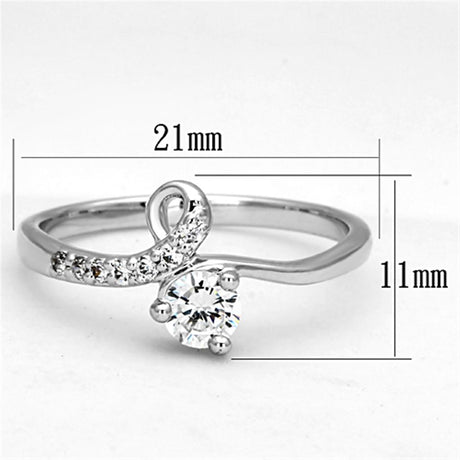 Rhodium Brass Ring with AAA Grade CZ  in Clear