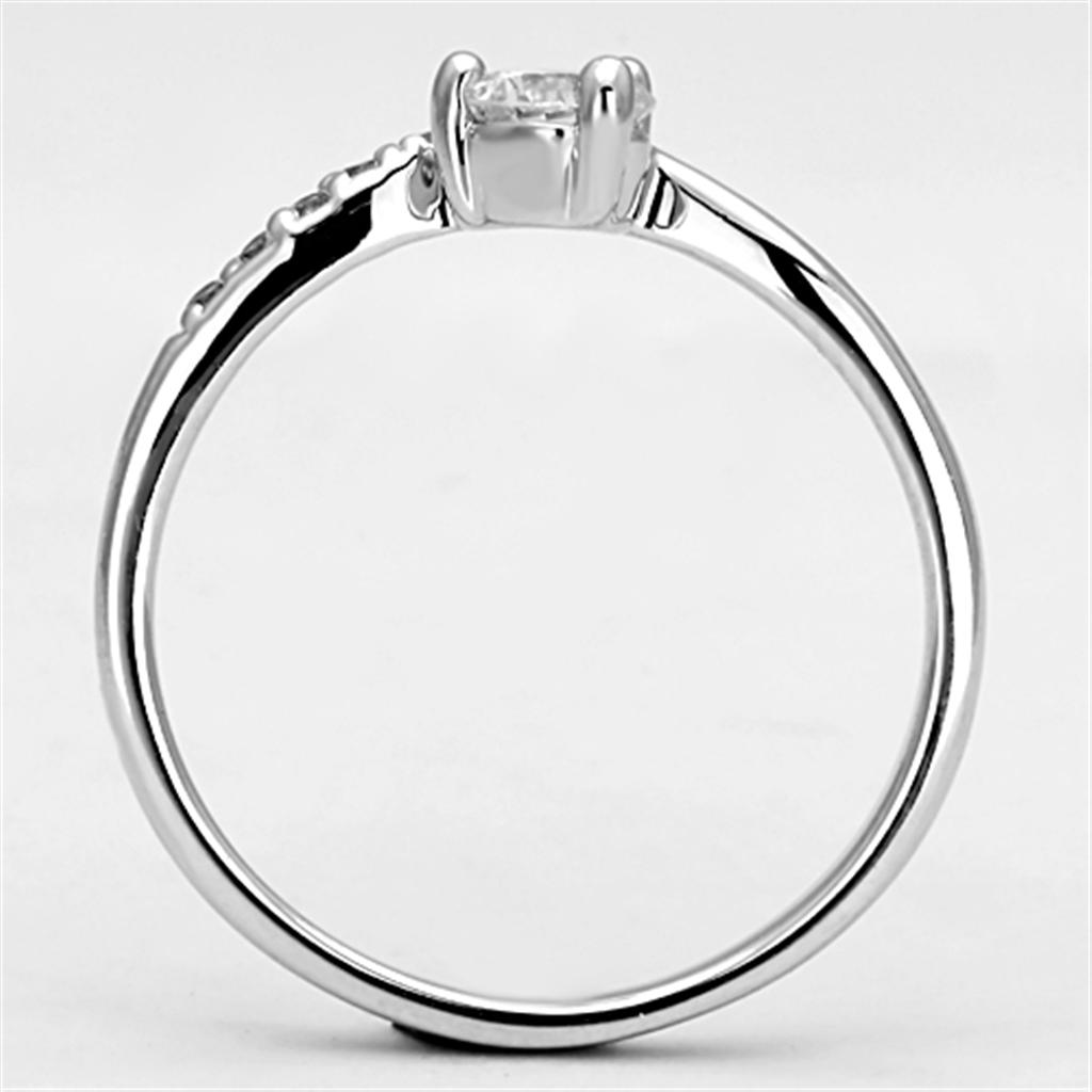 Rhodium Brass Ring with AAA Grade CZ  in Clear