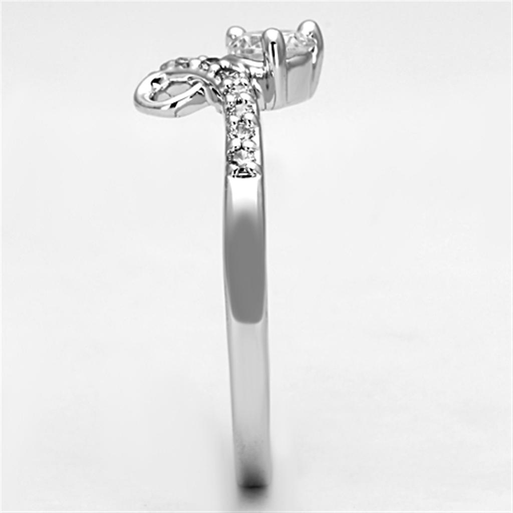 Rhodium Brass Ring with AAA Grade CZ  in Clear