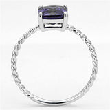 Rhodium Brass Ring with AAA Grade CZ  in Amethyst