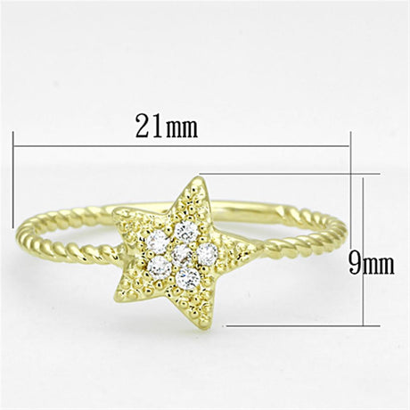 Gold Brass Ring with AAA Grade CZ  in Clear