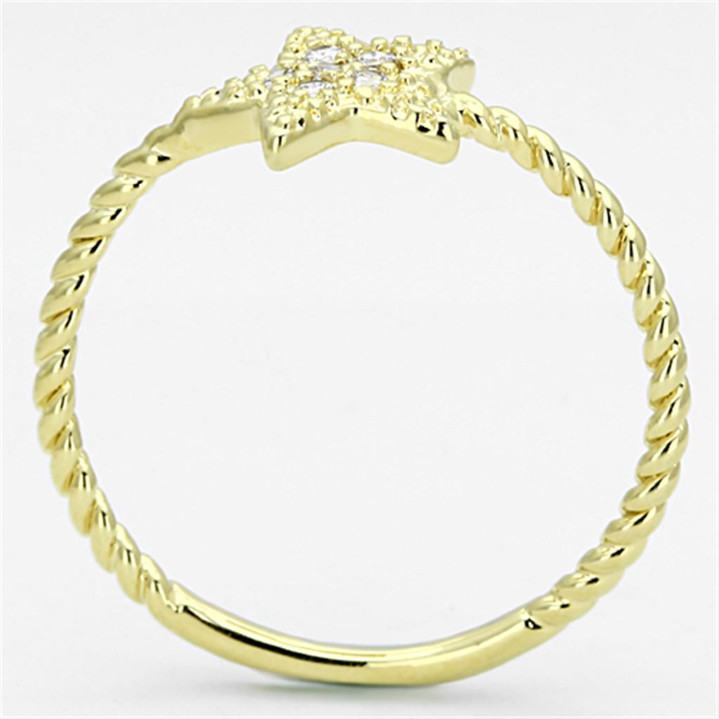 Gold Brass Ring with AAA Grade CZ  in Clear