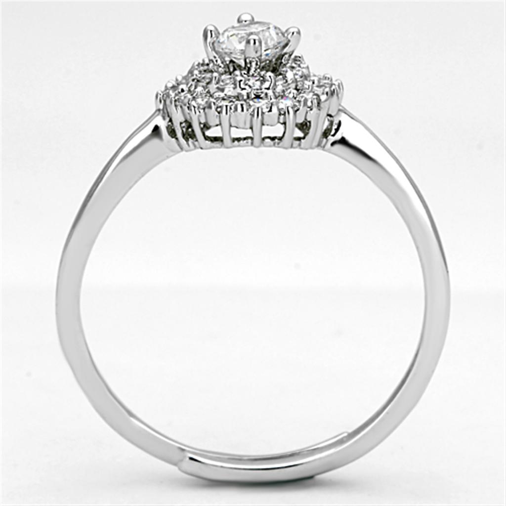 Rhodium Brass Ring with AAA Grade CZ  in Clear