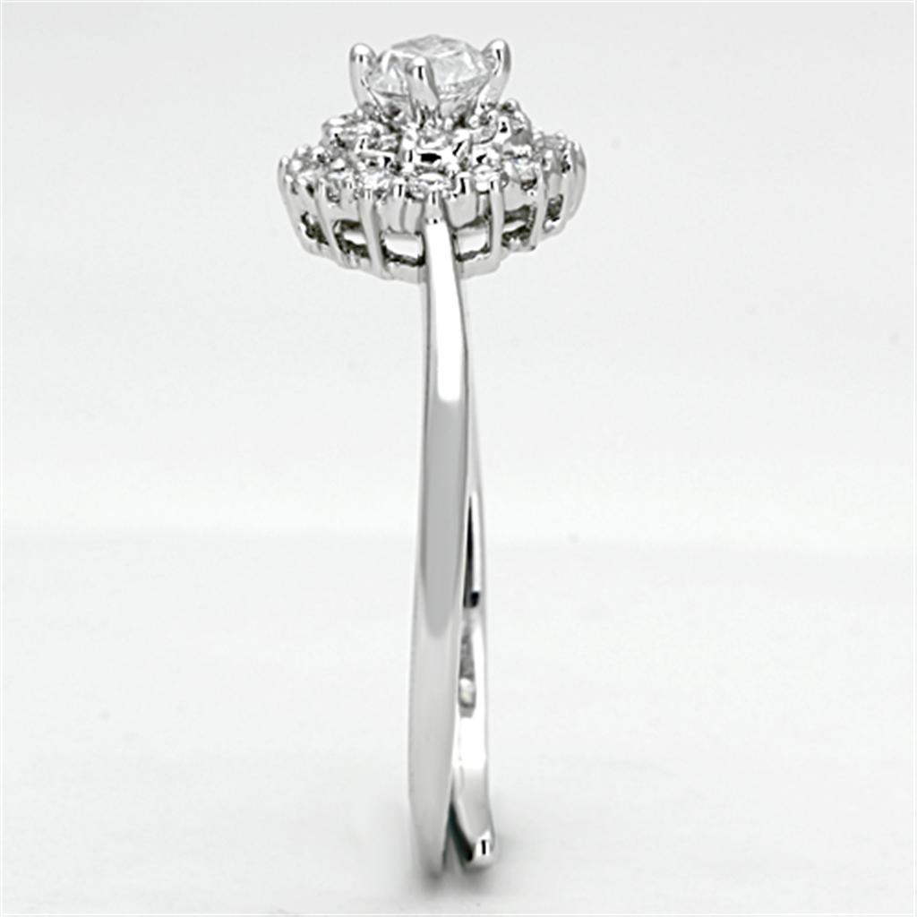 Rhodium Brass Ring with AAA Grade CZ  in Clear