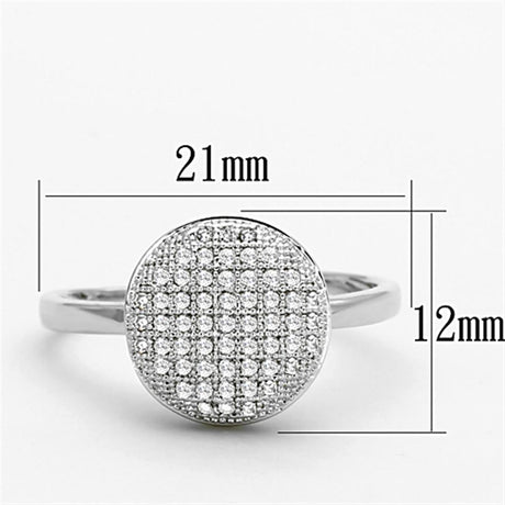 Rhodium Brass Ring with AAA Grade CZ  in Clear