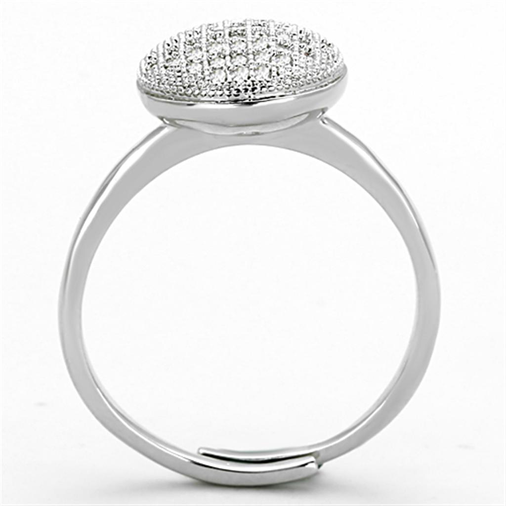 Rhodium Brass Ring with AAA Grade CZ  in Clear