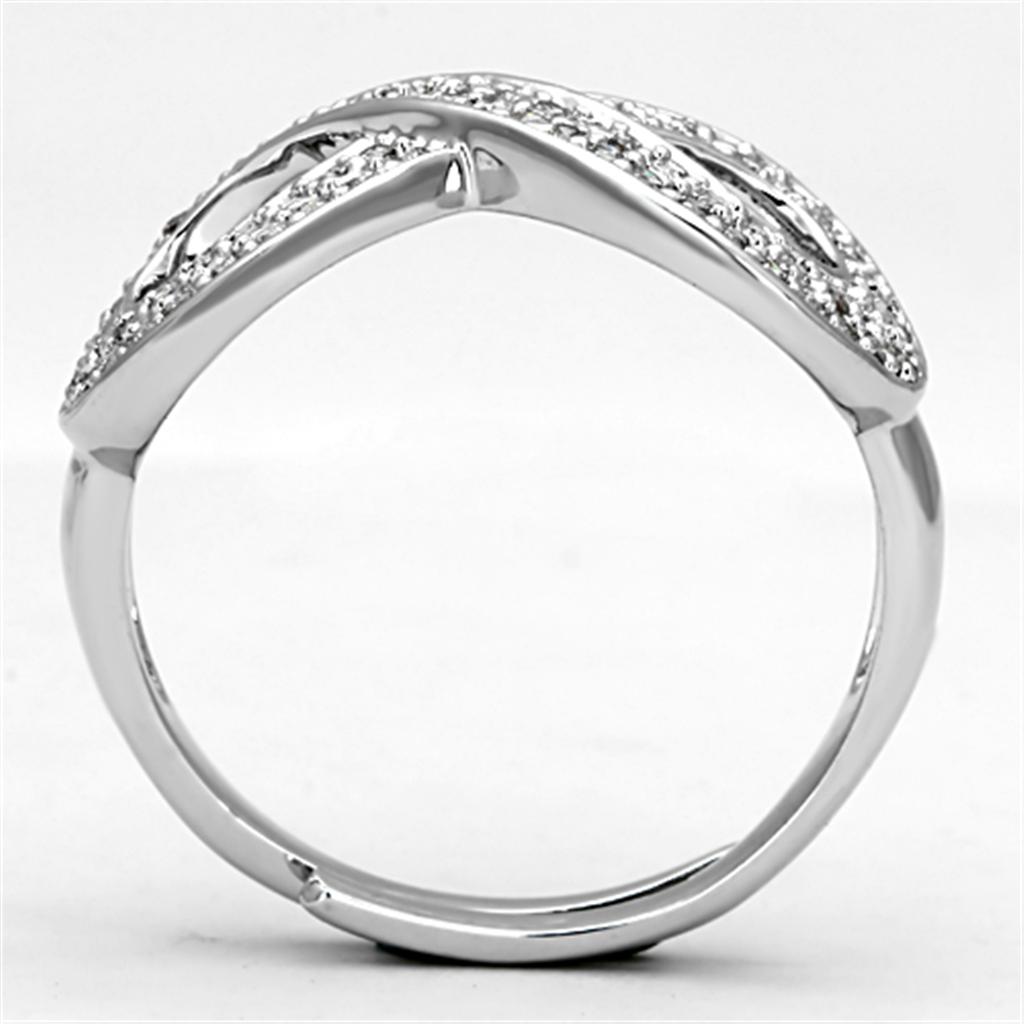 Rhodium Brass Ring with AAA Grade CZ  in Clear