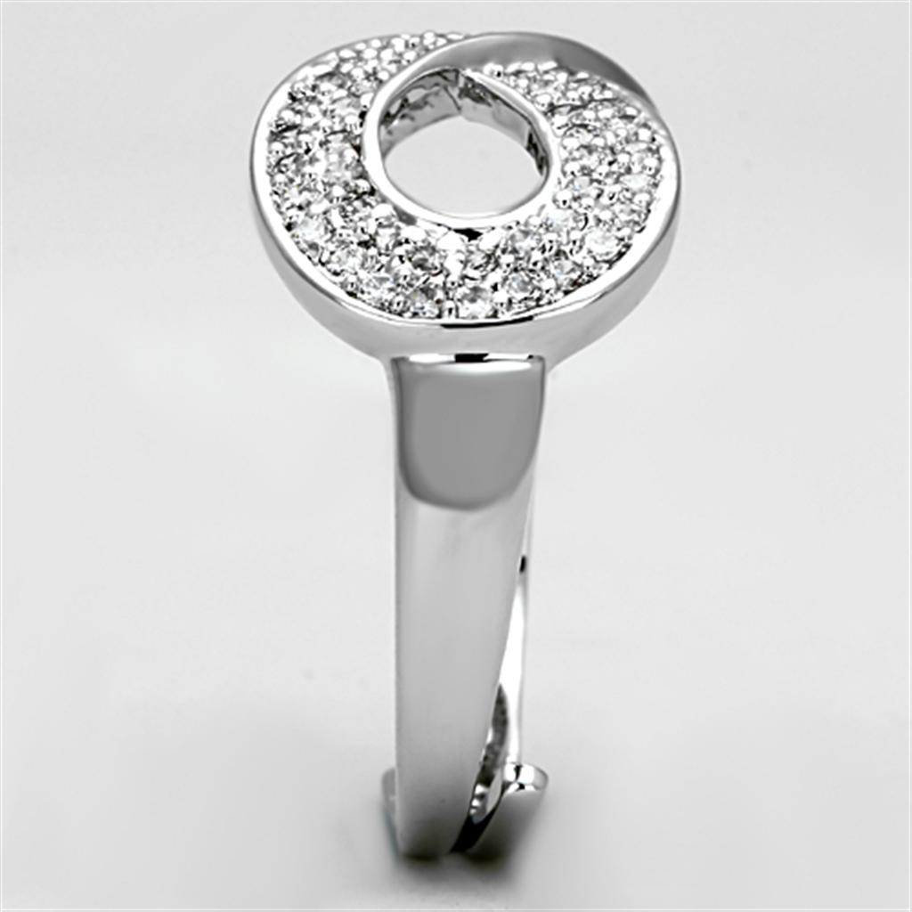Rhodium Brass Ring with AAA Grade CZ  in Clear