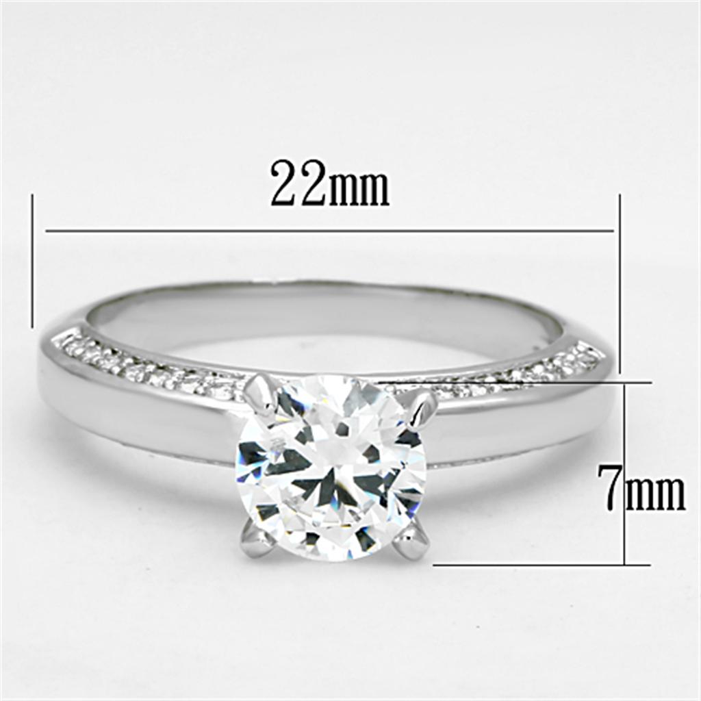 Rhodium Brass Ring with AAA Grade CZ  in Clear