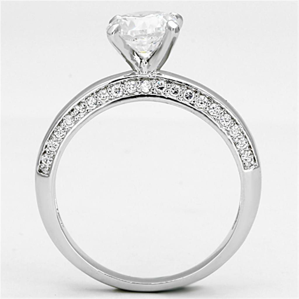 Rhodium Brass Ring with AAA Grade CZ  in Clear