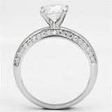 Rhodium Brass Ring with AAA Grade CZ  in Clear