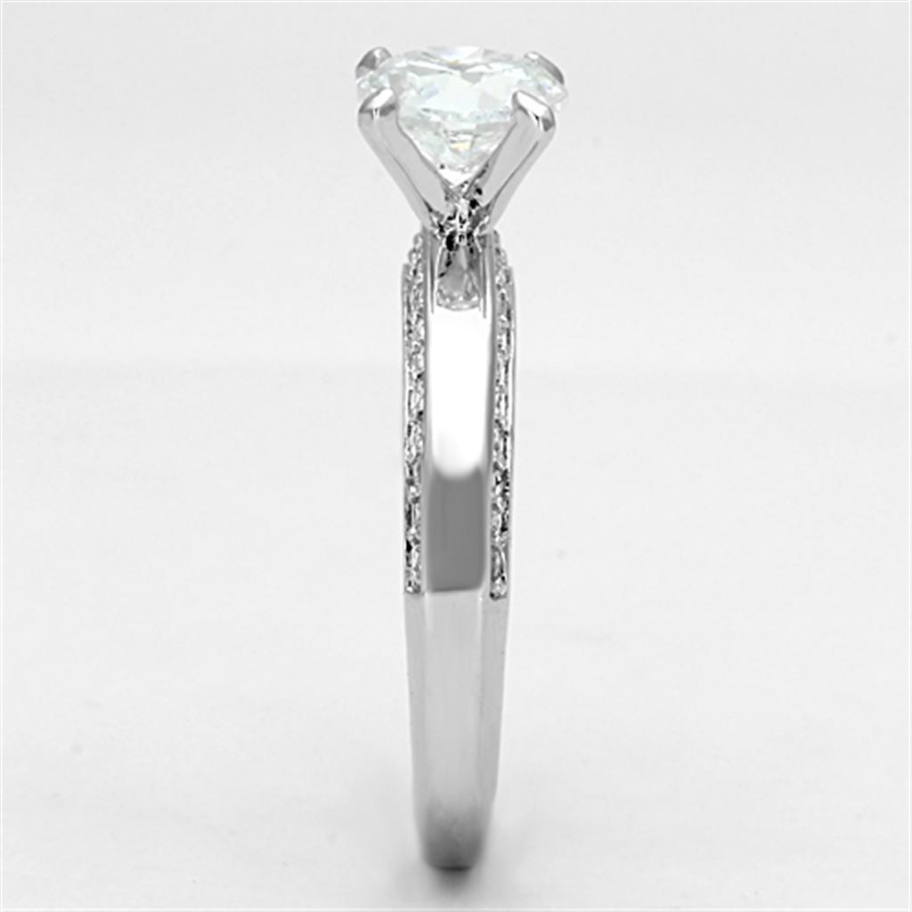 Rhodium Brass Ring with AAA Grade CZ  in Clear