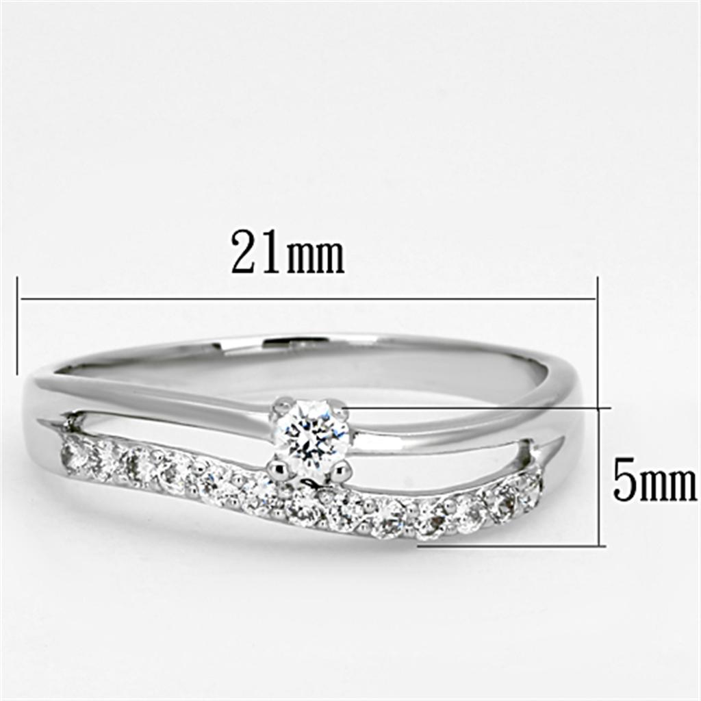 Rhodium Brass Ring with AAA Grade CZ  in Clear