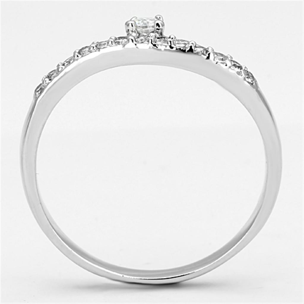 Rhodium Brass Ring with AAA Grade CZ  in Clear