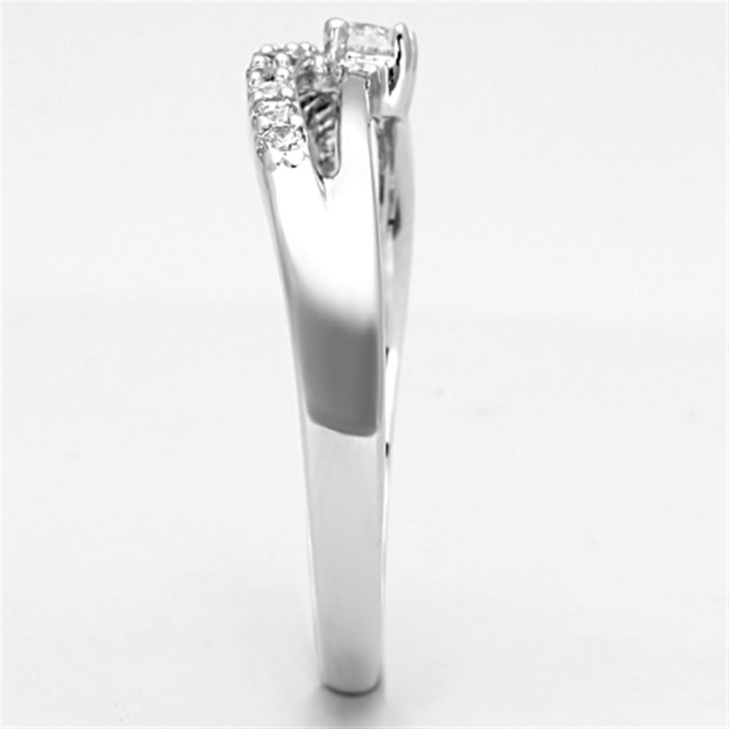 Rhodium Brass Ring with AAA Grade CZ  in Clear