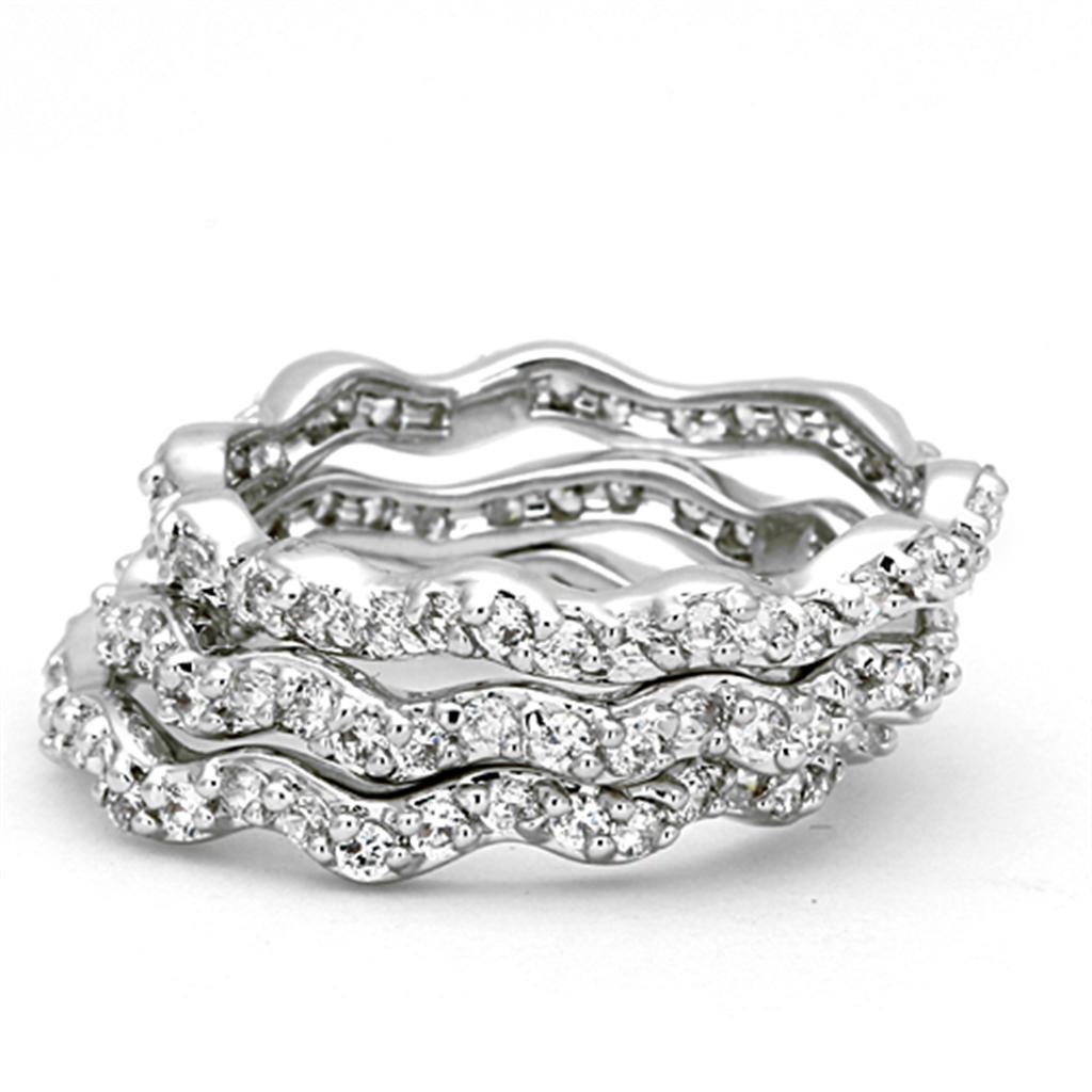 Rhodium Brass Ring with AAA Grade CZ  in Clear