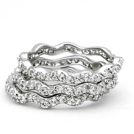 Rhodium Brass Ring with AAA Grade CZ  in Clear