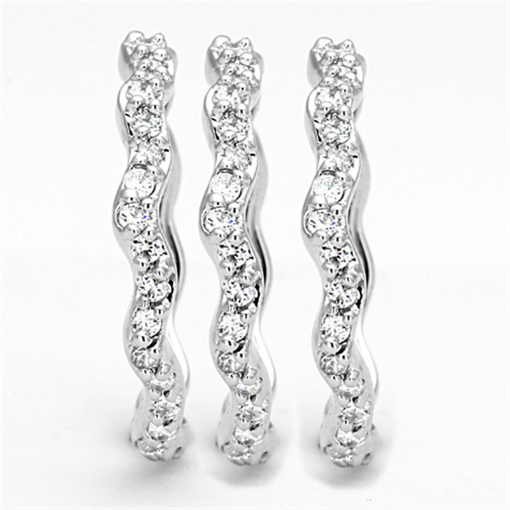 Rhodium Brass Ring with AAA Grade CZ  in Clear