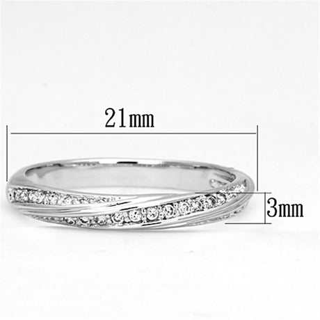 Rhodium Brass Ring with AAA Grade CZ  in Clear