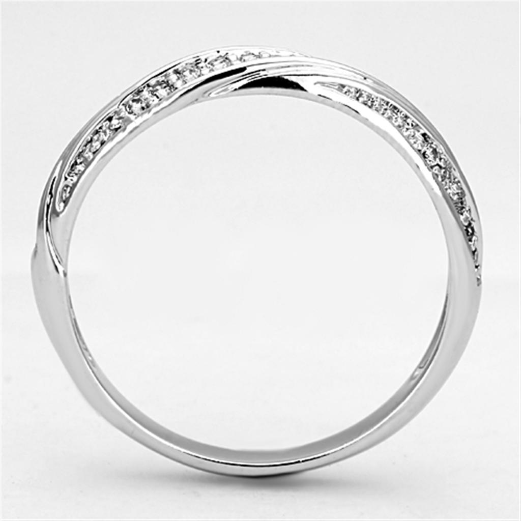 Rhodium Brass Ring with AAA Grade CZ  in Clear
