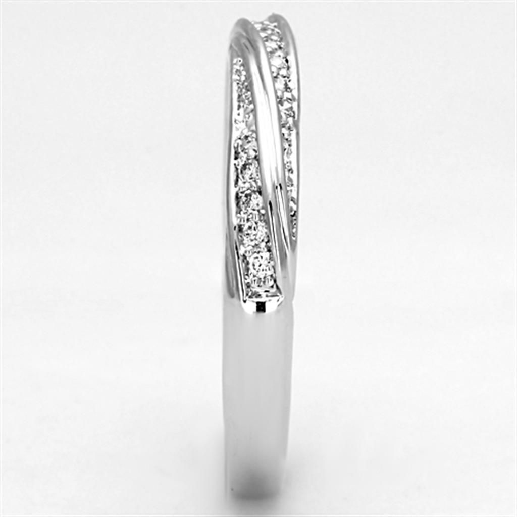 Rhodium Brass Ring with AAA Grade CZ  in Clear