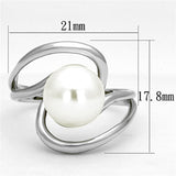 Rhodium Brass Ring with Synthetic Pearl in White