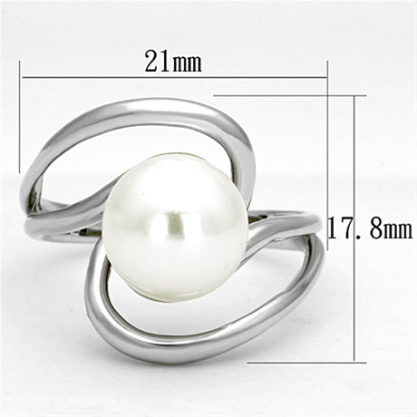 Rhodium Brass Ring with Synthetic Pearl in White