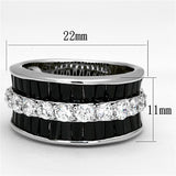 Rhodium Brass Ring with AAA Grade CZ  in Black Diamond
