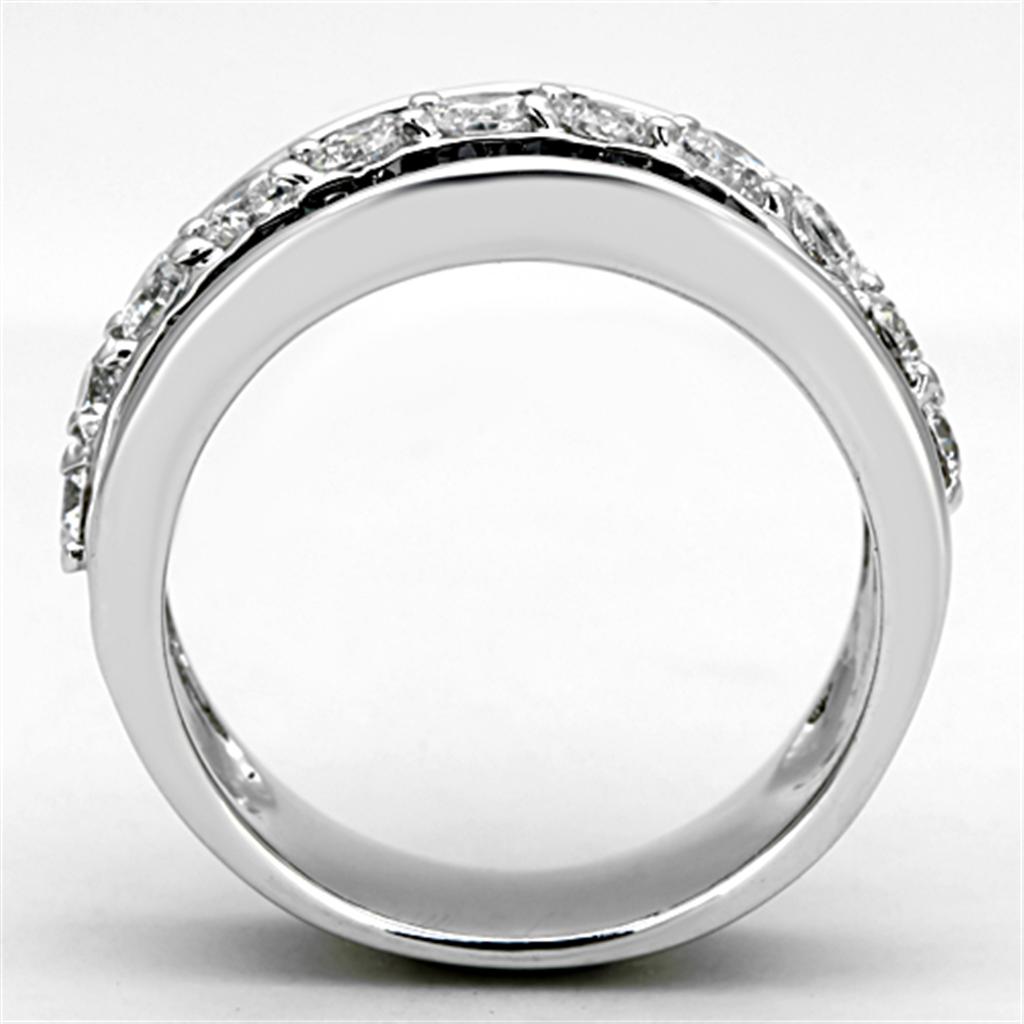 Rhodium Brass Ring with AAA Grade CZ  in Black Diamond