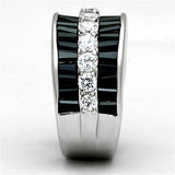 Rhodium Brass Ring with AAA Grade CZ  in Black Diamond