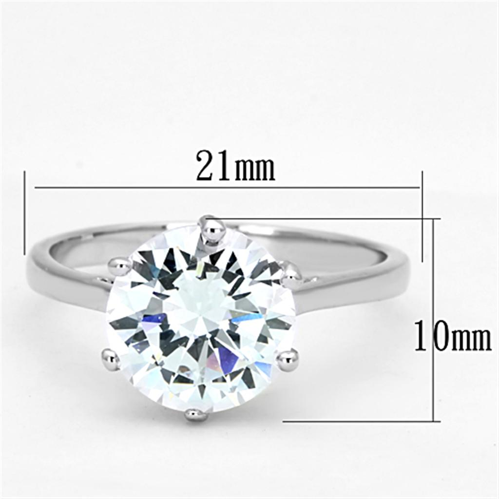 Rhodium Brass Ring with AAA Grade CZ  in Clear