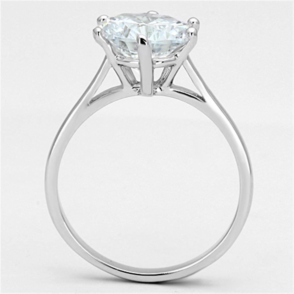 Rhodium Brass Ring with AAA Grade CZ  in Clear